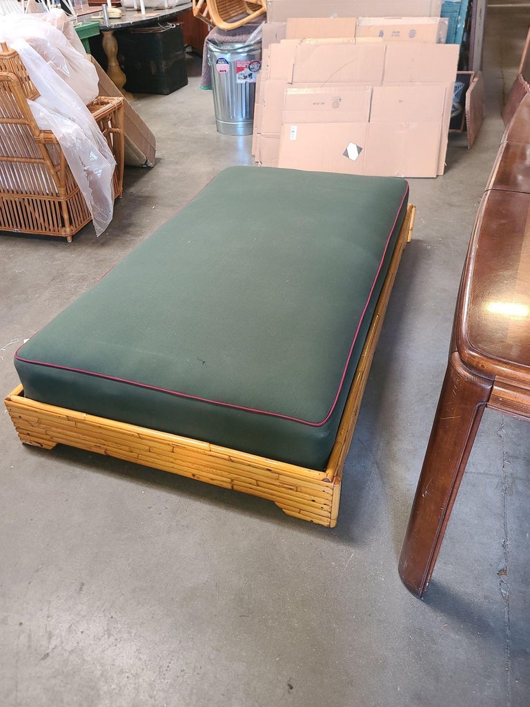 Restored Mid-Century Stacked Rattan Bed Sofa Daybed
