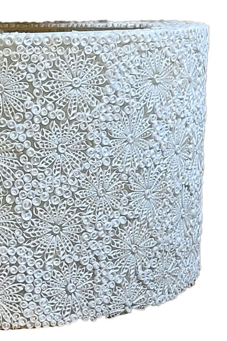 Large 48" Resin Seashell Organic Modern Boho Drum Shade Chandelier, 2 Available