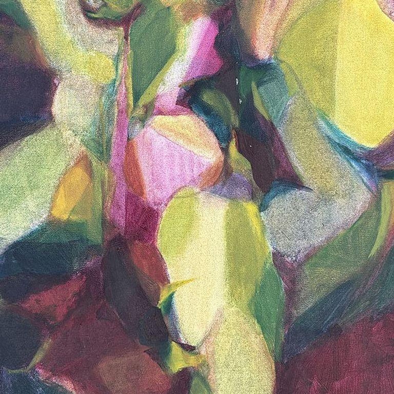 Abstract Expressionist Multi-colored Figures Oil on Canvas Signed Mars