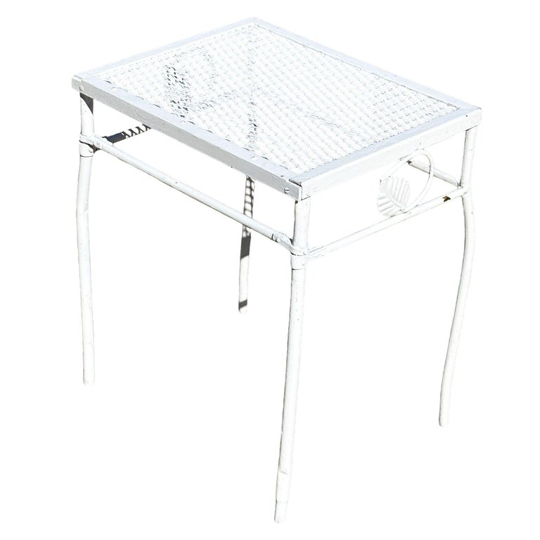 Mid-Century Wrought Iron Outdoor/ Patio Scrolling Side Table by Woodard