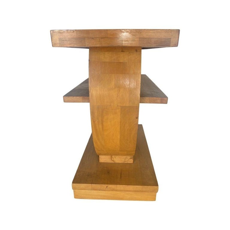 Blond Geometric Art Deco Side & Coffee Table by Gilbert Rohde for Brown Saltman