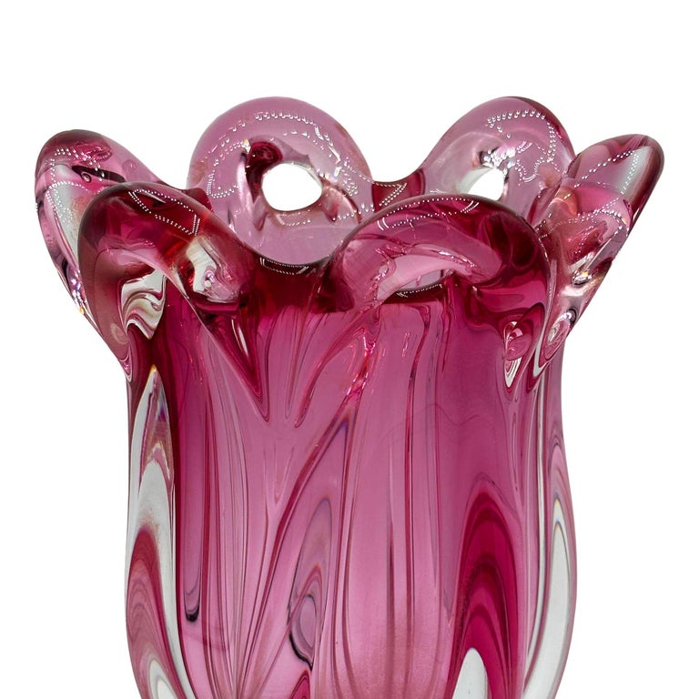 MCM Czech Cranberry Art Glass Vase by Josef Hospodka for Chribska Glassworks