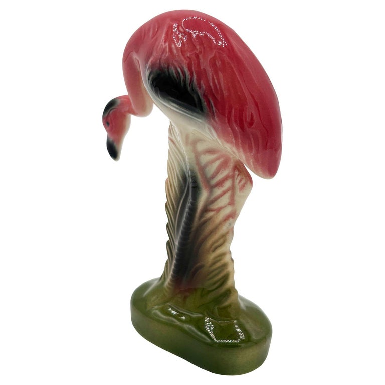 Mid-century California Pottery Ceramic On The Prowl Pink Flamingo Figurine