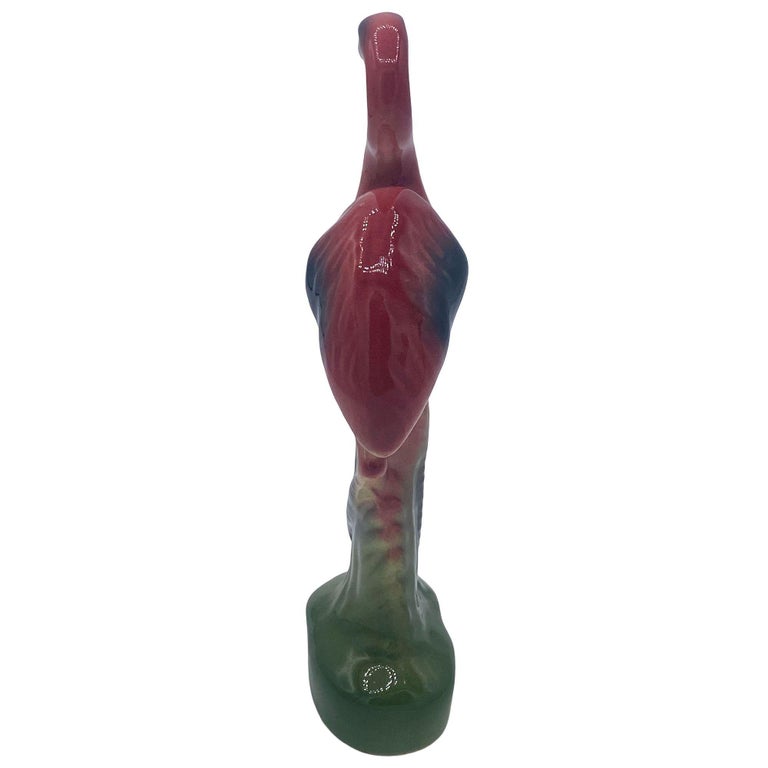 Mid-century Matching Miniature Pink Flamingo Ceramic Tabletop Figure Statues