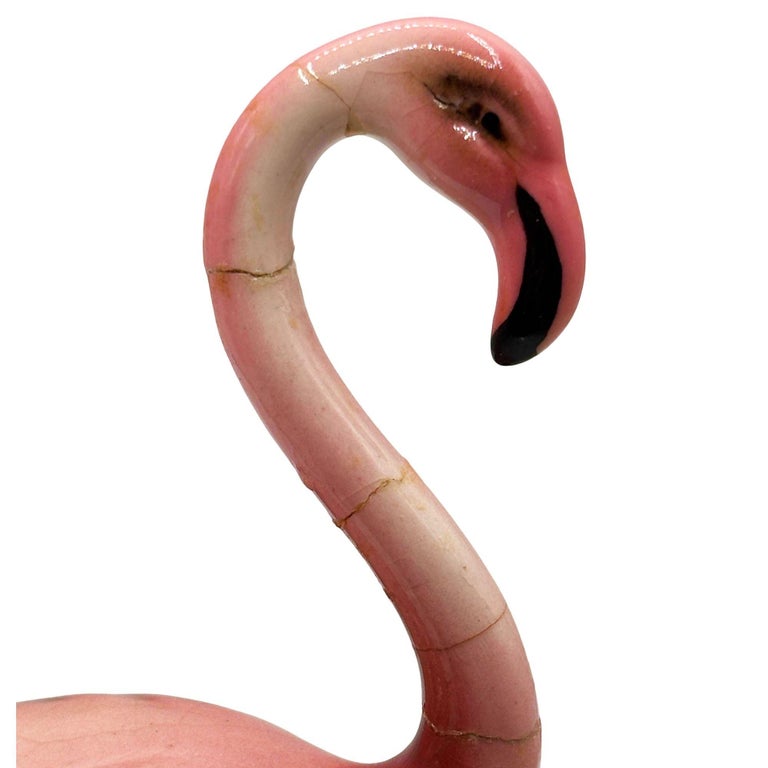 Mid-Century Tropical Pink Flamingo Ceramic Tabletop Planter by Napco