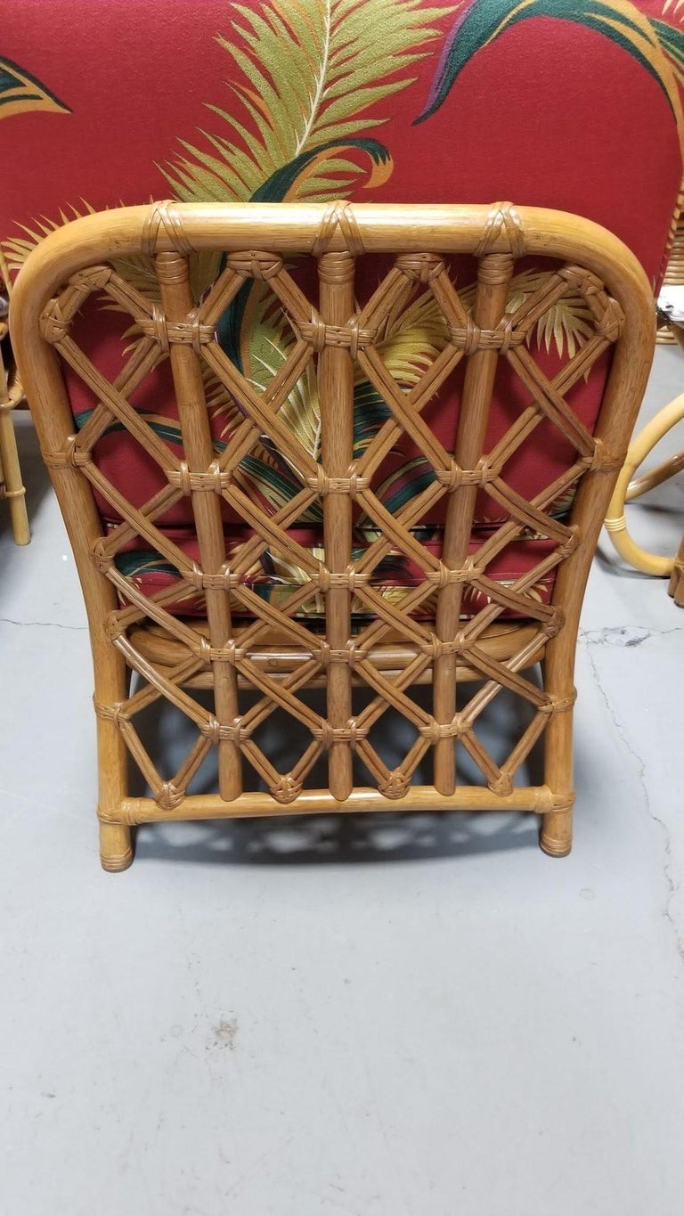 Restored Mid Century Lattice Rattan Sofa & Lounge Chair Livingroom Set