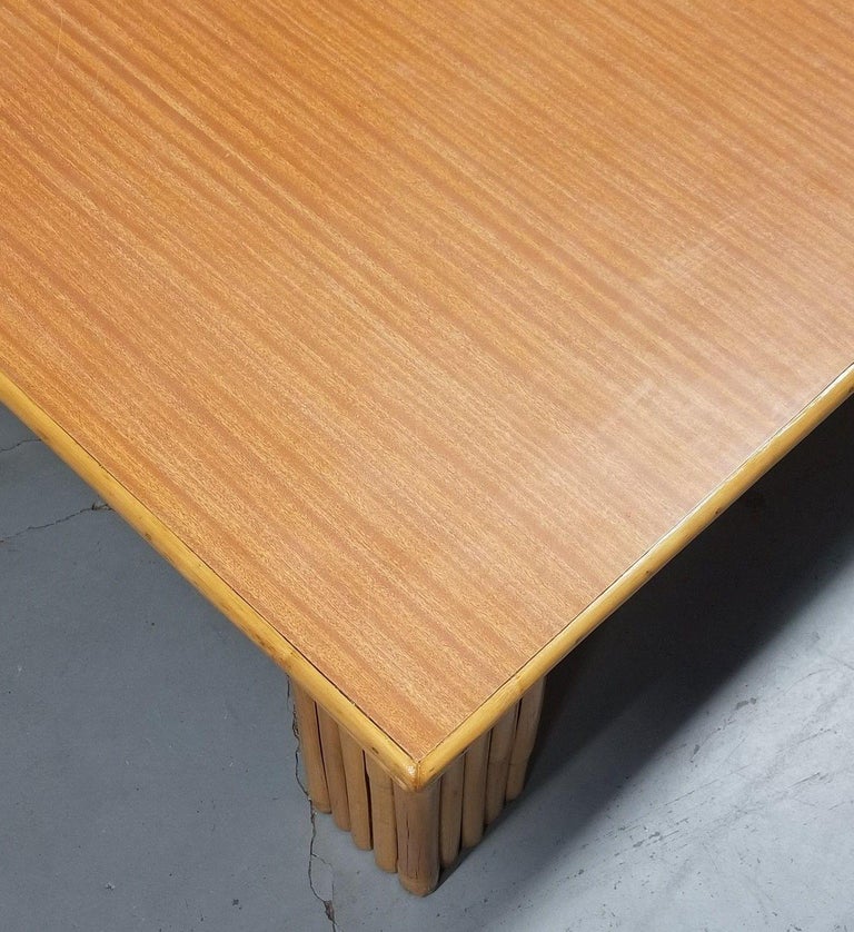 Restored 3' Foot Wide Rattan Coffee Table W/ Formica Top