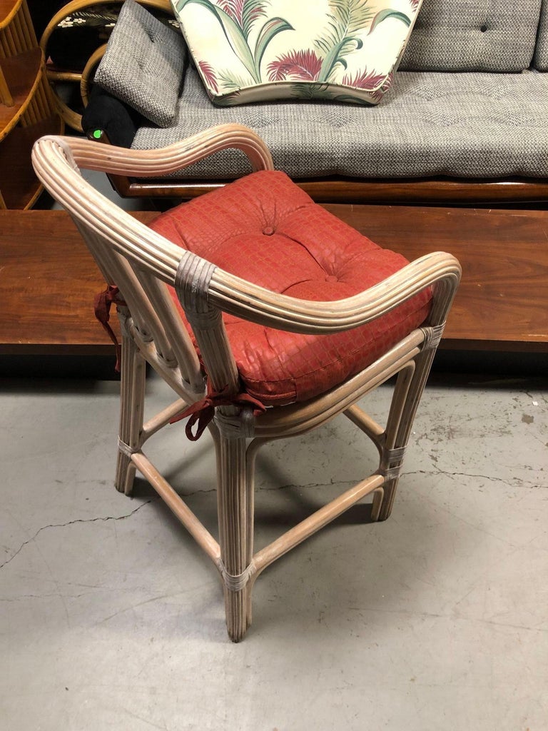 Restored Rattan Whitewash Counter Chairs
