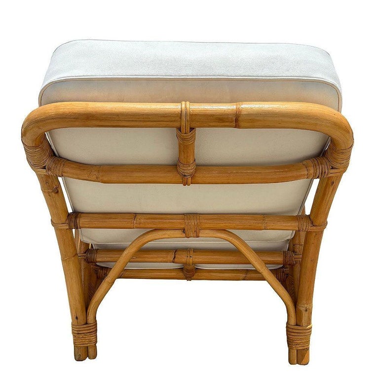 Restored Mid-century Rattan 3 Strand Transitional Lounge Chair
