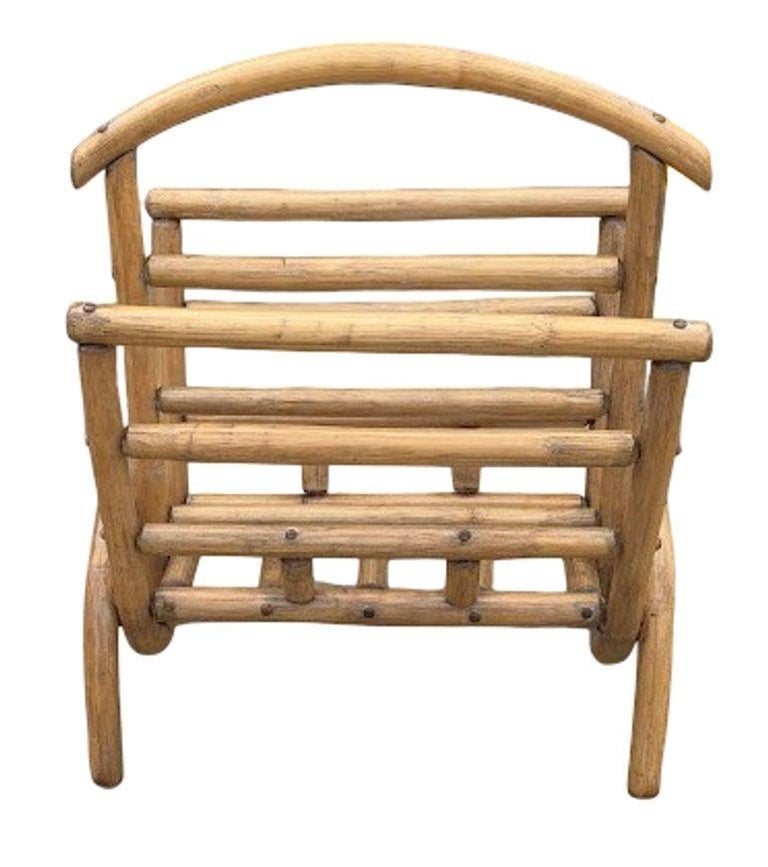 Restored Rattan Magazine or Log Holder