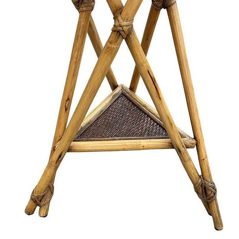 Restored Aesthetic Movement Tiger Bamboo Grassmatt Hexagon Plant Stand