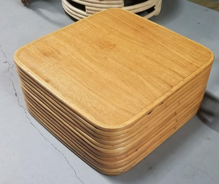 Restored Rattan Solid Stacked Coffee Table