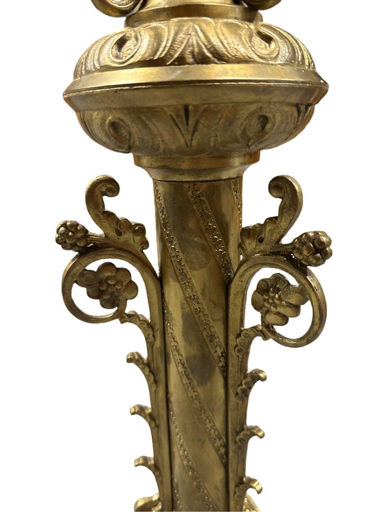 Hollywood Regency Neo-Gothic Scrolling Solid Brass Dragon Table Lamp