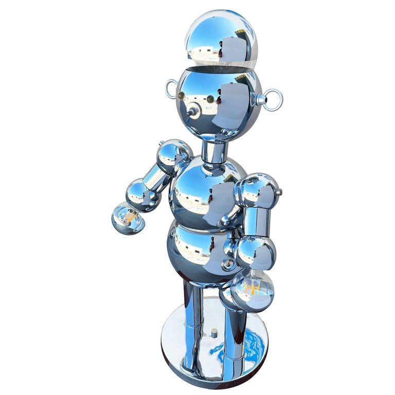 1975 Post-Modern Chrome Bubble Ball Robot Table Lamp by Torino Lamps
