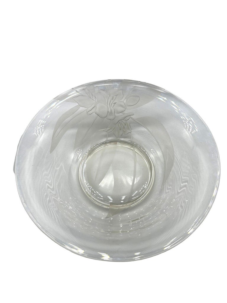 Vintage 1950's Dorothy Thorpe Etched Art Glass Hibiscus Bowl