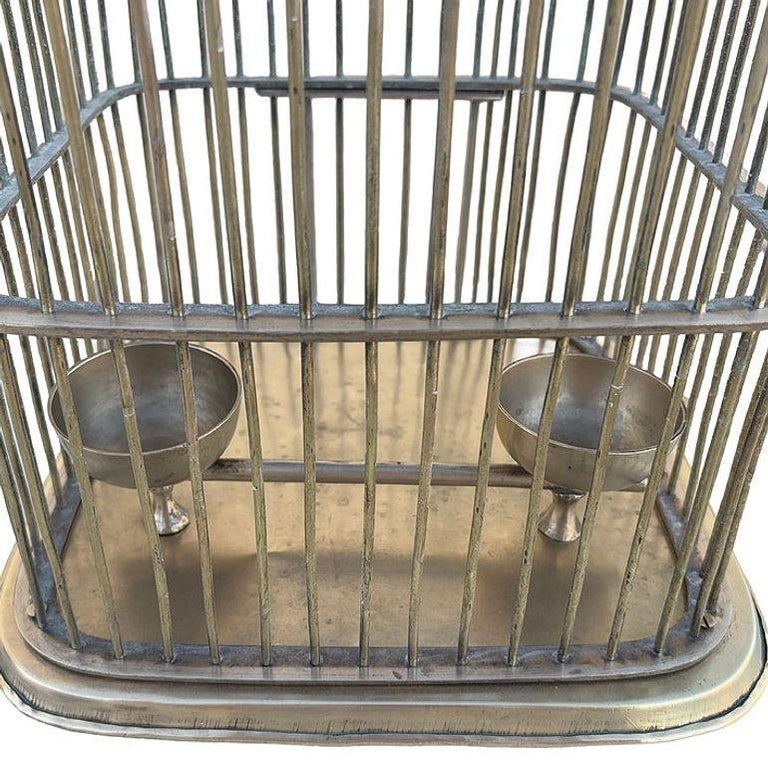 Late Victorian Solid Bronze Wire Eastern Spire Birdcage w/ Pin Lock