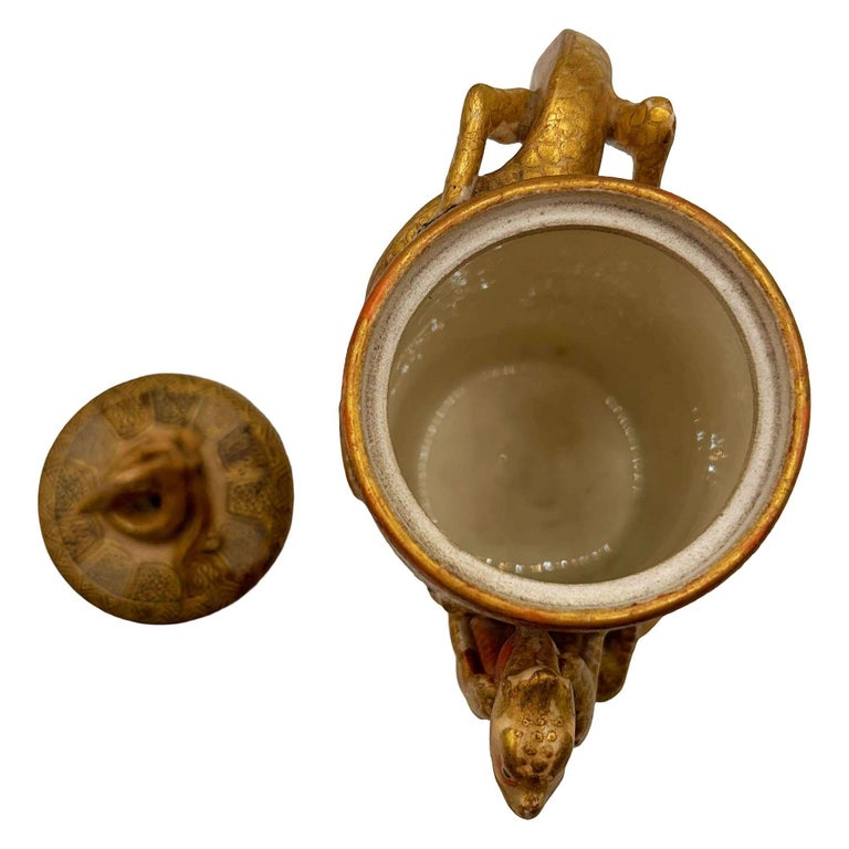 Gyokushu Satsuma Earthenware Saki Pitcher, C. Meiji Period