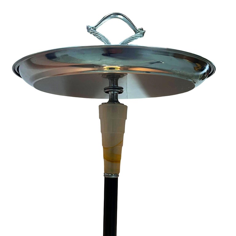 Chrome Streamline Art Deco Drink Side Glass Top Table w/ Light Up Base