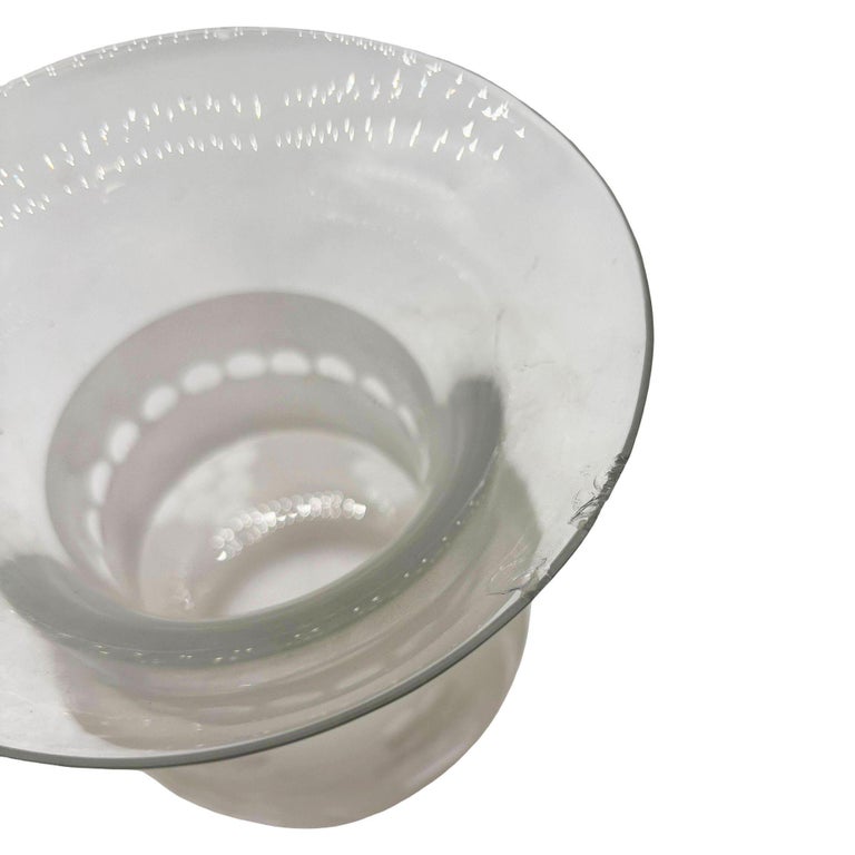 Victorian Two-Tone Frosted Wheel Cut Glass Oil Lamp Fluted Hurricane Shade