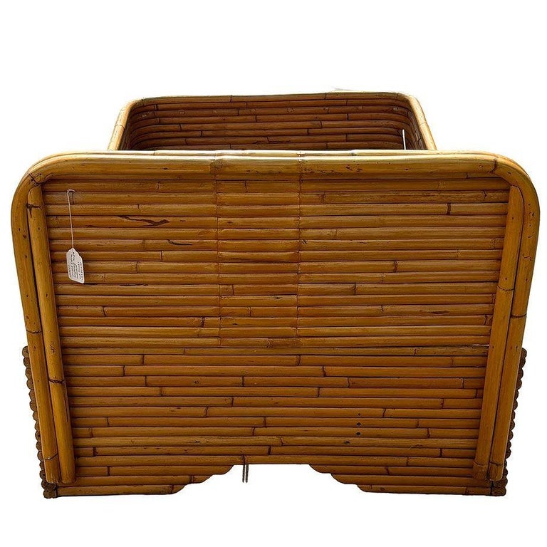 Restored Art Deco 15-Strand Stacked Rattan Bed TWIN Bed Frame Headboard, 2 Avail