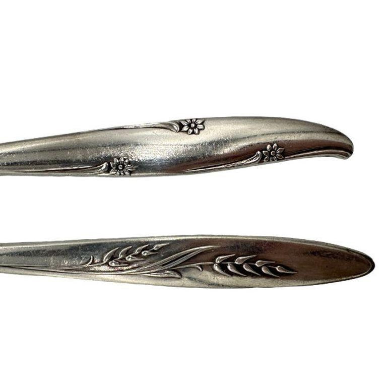Mid-century "Silver Flower" & "Song of Autumn" Serving Spoons by Oneida Silver