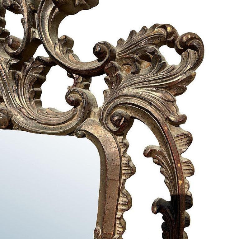 Antique Venetian Baroque Framed Wall Mirror 5' Tall