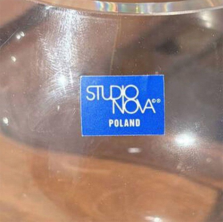 Post-Modern Polish Art Glass Double Bubble Ball Bud Vase by Studio Nova