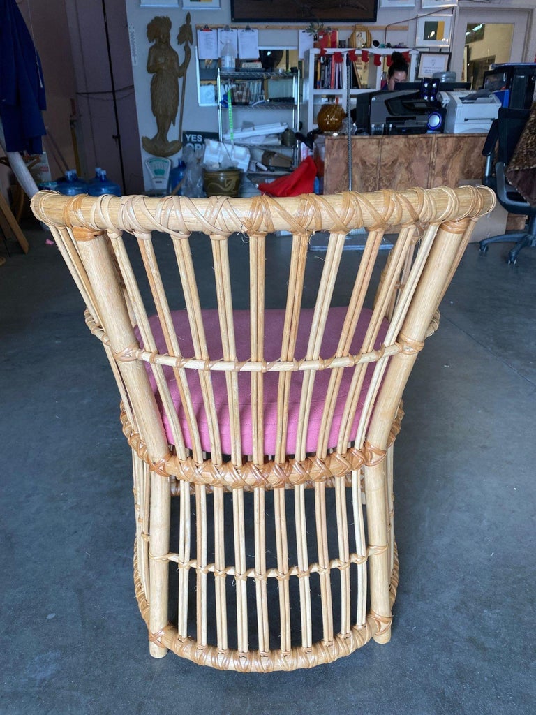 Restored 1970s Pencil Reed Rattan Armchair