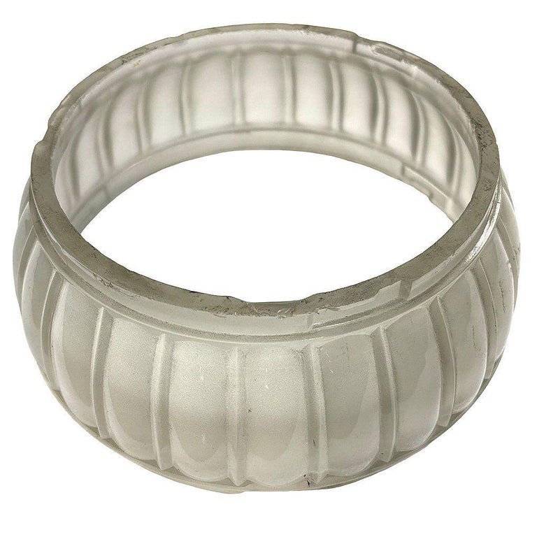 Art Deco Frosted Glass Ceiling Pendant Center Ring Shade