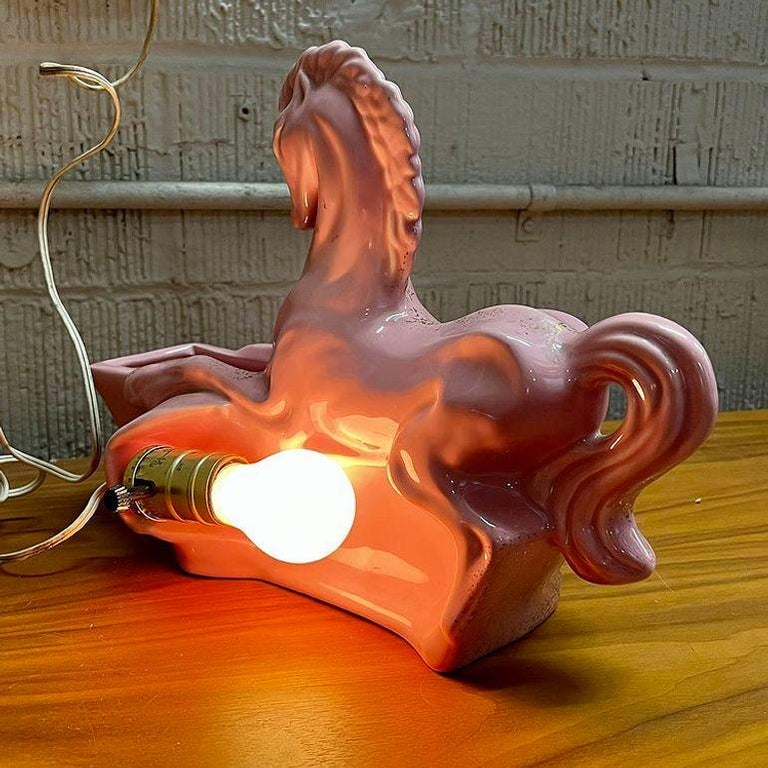 California Pottery Equestrian Stallion TV Lamp & Planter by Gilner Pottery