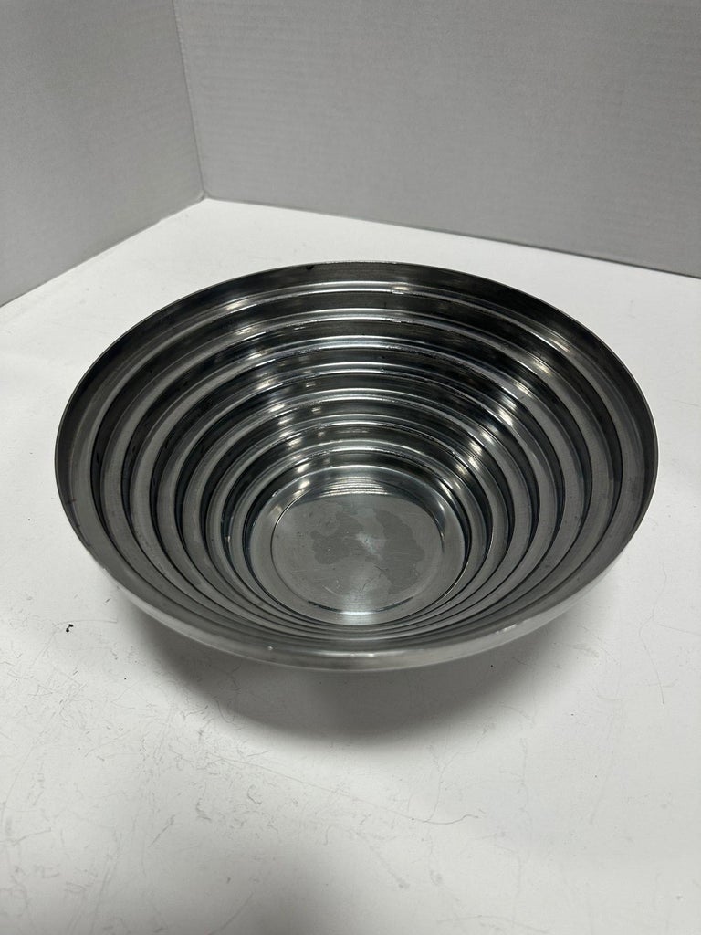 1980's Vintage Post Modern Stainless Steel Devo Maya Bowl Pewtertone by Mann