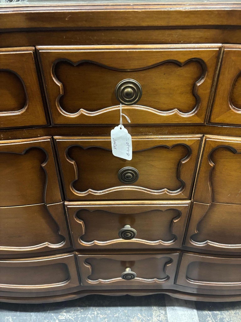 Antique French Provincial Dresser with Mirror Top by RWAY