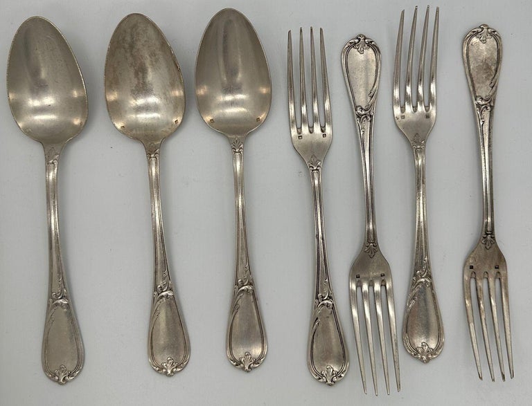19th Century French L'Alfénide Christofle/Charles Halphen Flatware with Ladle