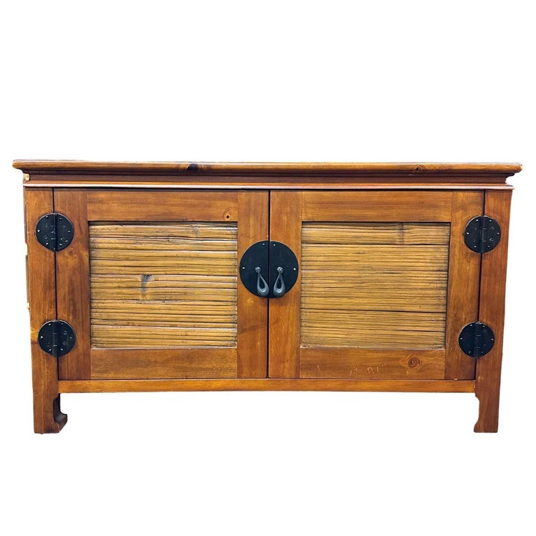 Oriental James Mont Style Koa & Stick Rattan TV Console