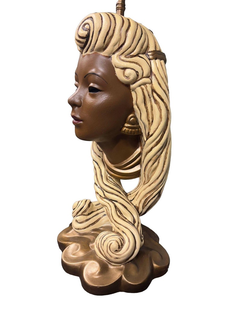 Mid-Century Female Bust Chalkware Lamp