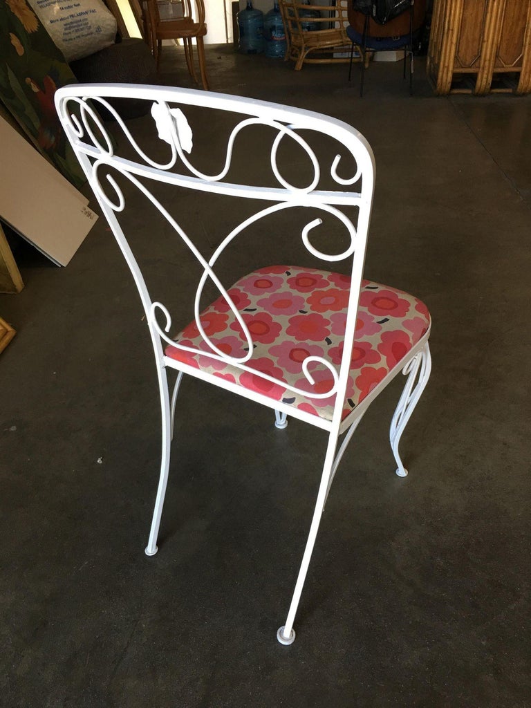 Mid-century Woodard Glass Top Wrought Iron Scroll Pattern Patio Outdoor Set