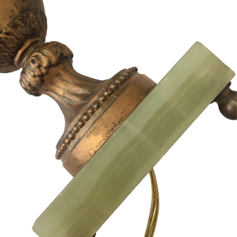 Hollywood Regency Style Goldtone Spelter Urn Table Lamp on Marble Base
