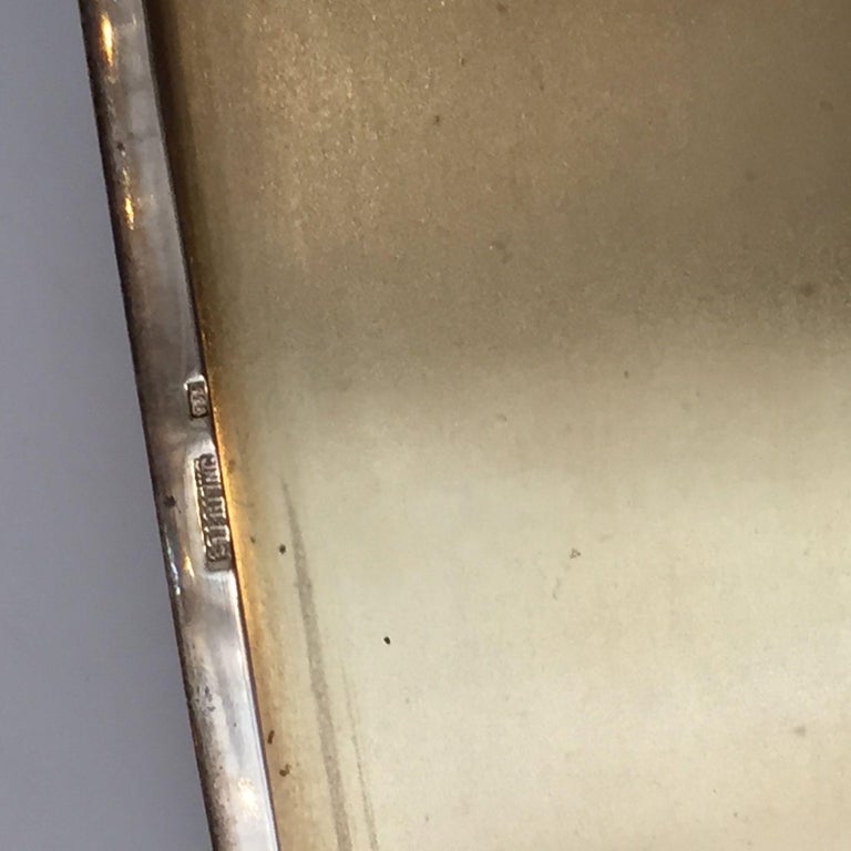 German Sterling Silver Cigarette Case with a Sapphire Stone