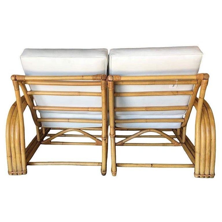 Rare Restored Museum Quality 3-Strand Rattan Settee, Paul Laszlo for Ficks Reed