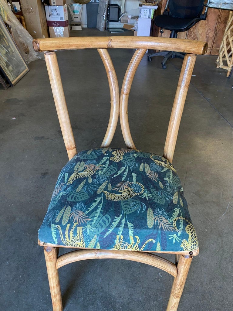 Restored Midcentury Rattan Dining Side Chair with Hourglass Back, Pair