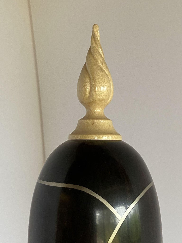 Sculpted Ebony, Silver and Maple "Hollow Vessel" #23 by Don Comer LACMA