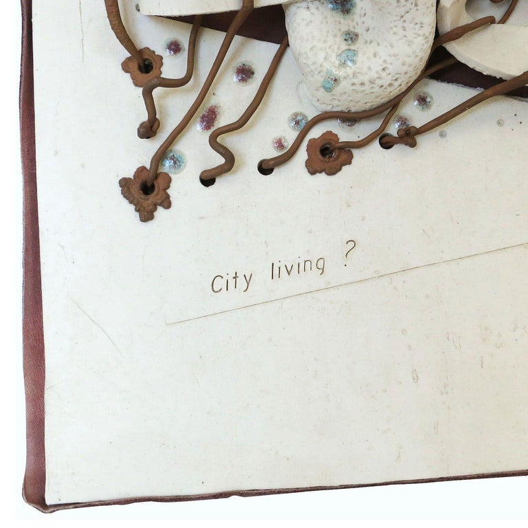 Postmodern "City Living ?" Art Pottery Figural Wall Sculpture