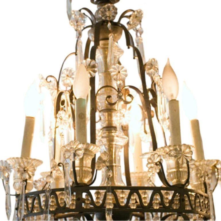 Louis XVI Revival Style French Crystal and Bronze Chandelier