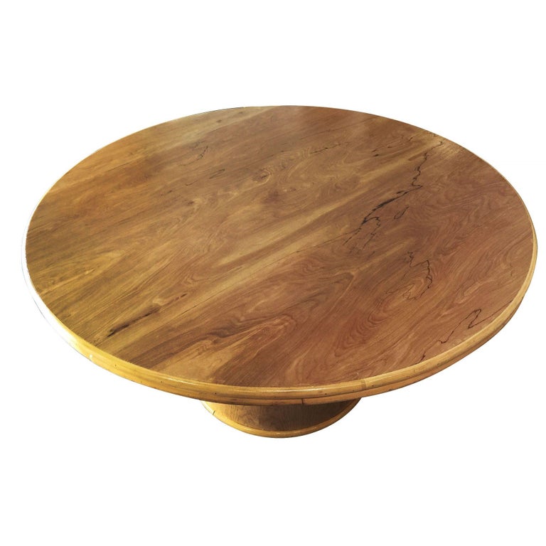 Bentwood Rattan and Oak Round Pedestal Dining Table