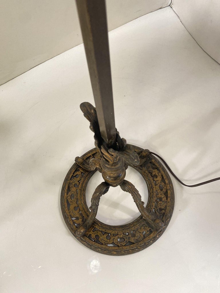 Hollywood Regency Cast Iron Torchiere Floor Lamp by Rembrandt