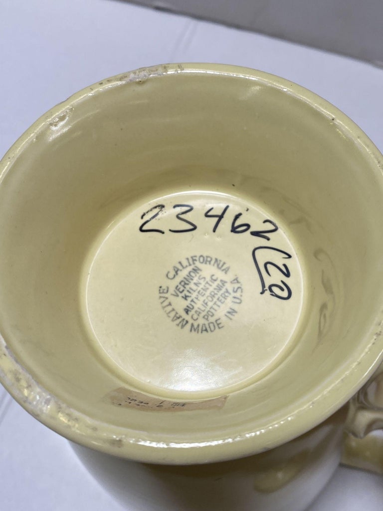 1950's Yellow Vernon Kilns Califonia Ceramic Large Tea Pot