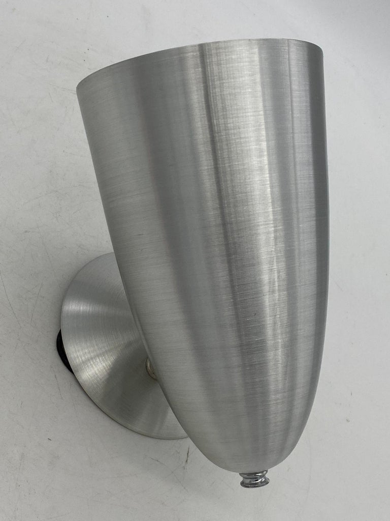 Mid Century Spun Aluminum Torchiere Wall Sconce, Unused Old Stock