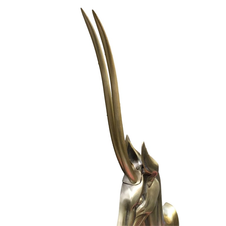 Modernist Anodized Aluminum Gazelle Wall Sculpture Pair by Pendergast