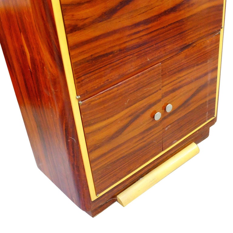 Art Deco Macassar Ebony Vitrine Cabinet with Bar and Secretary Desk