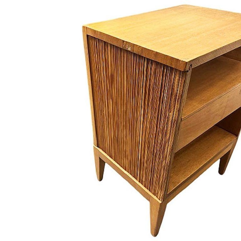 Restored Paul Frankl Combed Wood Bedside Table for Brown Saltman, Pair